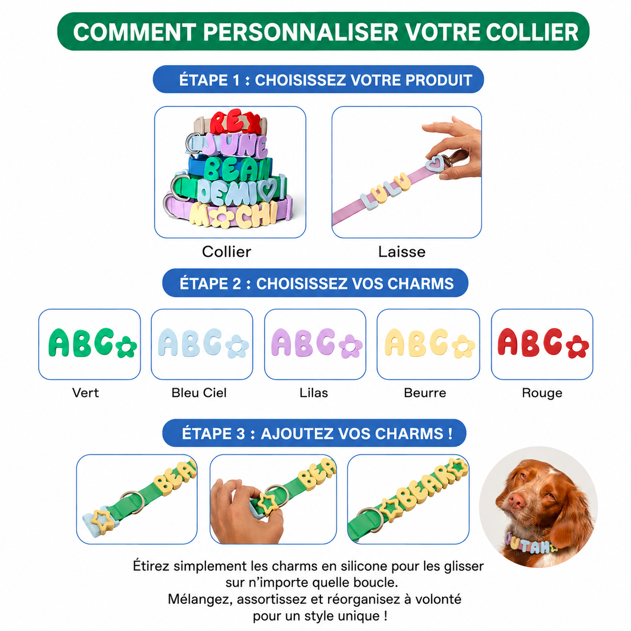 Collier Personnalisé Étanche avec Charms
